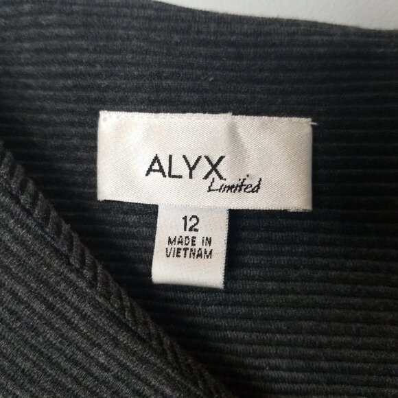 ALYX gray ribbed textured bandage dress V-neck size 12 - Picture 4 of 8